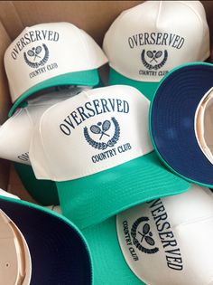 Overserved Country Club Hat
Perfect for golf weekends, pool days, country club pickleball days, etc!
Comes on our green canvas trucker hat with navy embroidery!
Unisex Navy Embroidery, Vintage Trucker Hat, Vintage Trucker Hats, Pool Days, Green Vintage, Club Outfits, Pickleball, Summer Activities, Country Club