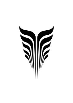 a black and white logo with wings on the front, in an abstract manner that resembles lines