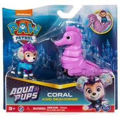 paw patrol action pups coral and seahorse figure set toys & games, new