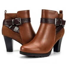 If You Require A Wide Width Try Ordering A 1/2 Size Larger In The Regular Width. Heel Is 3 Inches Stacked Heel Ankle Boots, Buckle Booties, Heel Ankle Boots, Brown Ankle Boots, Womens Ankle Boots, Heeled Ankle Boots, Stacked Heel, Leather Ankle Boots, Chunky Heels