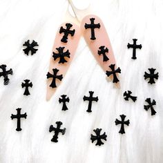 Mixed Black Cross Nail Charm - Etsy Cross Nail Charm, Nails Charms, Cross Nails, Nail Charm, Goth Nails, Makeup Mirrors, Black Cross, Nail Art Supplies, Nail Charms