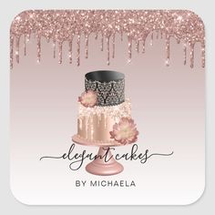 a cake with pink flowers on it and the words elegant cakes by micheaa