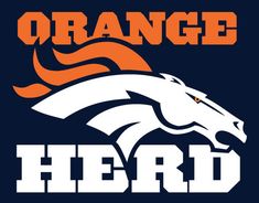 an orange and white logo on a blue background with the words,'orange herd '