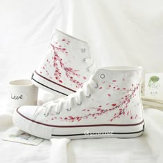 Japanese Cherry Blossom Shoes SE21052 – SANRENSE Cherry Blossom Shoes, Cherry Shoes, Painted Shoes Diy, Japanese Blossom, Embroidered Converse, Shoe Painting, Cute Converse, Embroidery Shoes, Shoes Diy