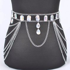 Brand New With Tag This Iconic Bejeweled Statement Chain Belt Is A One Of A Kind Outfit Uplifter. From Coachella To A Costume Party... Size: One Size 1.25" Wide 46.5" Long (Clasp To End) Acrylic Stone This Belt Usually Fits Size S - L. All From Smoke Free/Pet Free Environment. Please Message Me If You Have Any Questions:) Thank You For Your Visit- Trendy Silver Chain Link Waist Chain, Head Pieces, Chain Belt, Costume Party, Headpiece, Belts, Women Accessories, Pet, Chain