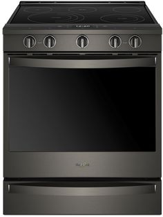 a black stove top oven with two burners on the front and one door open