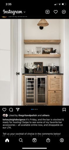 the instagram page on instagram com shows an image of a kitchen with open shelving