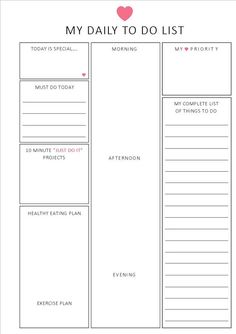 a printable daily planner with the words,'my daily to do list '