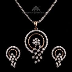 Kameswari Jewellers, Diamond Pendant Set, Diamond Necklace Designs, Wedding Jewellery Collection, Diamond Jewelry Designs