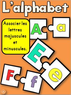 a poster with letters and numbers in french on an orange background that says l'alphabete