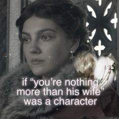 a woman wearing a fur coat with a quote on it