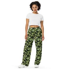 Upgrade your loungewear with our All-Over-Print Unisex Wide-Leg Pants, designed for ultimate comfort and style. These best-selling pants effortlessly blend fashion with function, making them perfect for everything from cozy pajamas to trendy streetwear. Whether you're lounging at home or stepping out, their super soft, stretchy fabric ensures comfort in every move. Crafted with premium knit mid-weight jersey fabric, these pants feature a relaxed unisex fit and an adjustable elastic waistband with a white drawstring for added comfort. Plus, the practical side pockets make them ideal for daily wear. Choose to wear them on the waist or hips for a customizable fit. The fabric's OEKO-TEX 100 standard certification guarantees safe, eco-friendly material that's gentle on the skin. Whether you're Comfy Pajama, Cozy Pajamas, Trendy Streetwear, Pajamas Comfy, Pj Pants, Elastic Waist Pants, Pantalon Large, Camo Print, Waist Pants