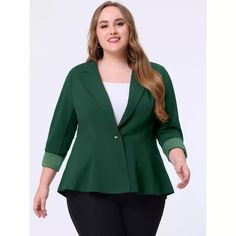 Agnes Orinda Women's Plus Size Peplum Notch Panel Casual Blazers : Target Summer Business Casual Outfits, Plus Size Workwear, Peplum Designs, Plus Size Peplum, Business Casual Summer, Fancy Sarees Party Wear, Elegant Blazers, Casual Work Wear, Peplum Blazer