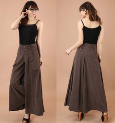 Plus size spring Summer Women solid Wide Leg Loose Dress Pants Female Casual Skirt Trousers Capris Culottes Loose Dress Pants, Skirt Trousers, Top Summer Outfits, Stylish Tunic, Denim Pants Fashion, Casual Pants Style, Plus Size Spring, Denim Fashion Women, Long Trousers