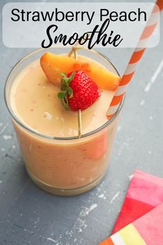 Strawberries And Peaches, Strawberry Peach Smoothie, Drink Breakfast, Cooking Curry, Smoothie Easy, Peach Smoothie, Fruit Smoothie Recipes Healthy, Smoothie Recipes Healthy Breakfast, Summer Smoothies