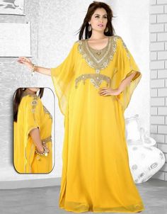 Subhanallah Designer Farasha Kaftan Golden 👗 Shop latest Kaftan which are made up from best quality fabrics with latest styles from our large collections at https://bit.ly/3eafqPe Shop Now : https://bit.ly/3sM6YwT Buy online @ $114.95 #arabicwear #arabicstorenearmeclothes #syriankaftan #buykaftanonline #modernmiddleeasternclothing #shopkaftans #arabicgirldresses #longkaftansonline #kaftanmaterials #arabclothingstores #redcaftandress #muslimkaftandresses #kaftanonline #wheretobuyakaftan Luxury Dabka Kaftan For Party, Luxury Gold Embroidered Kaftan For Eid, Luxury Dabka Kaftan For Formal Occasions, Georgette Kaftan, Modest Evening Dress, Eid Outfits, Moroccan Kaftan, Eid Dresses, Georgette Dress