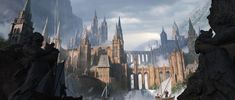 an image of a fantasy city with tall buildings