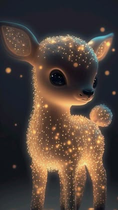 a little deer with glowing lights on it's face