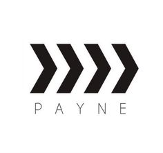 the word payne written in black and white with an arrow pointing up to it