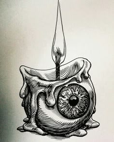 a drawing of an eye in the shape of a candle