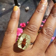 Insect Bug Ring Handmade Stretch Ring Band. Fits All Finger Sizes. Wear On Halloween Or Everyday Bug Ring, Free People Jewelry, Stretch Ring, Green And Brown, Womens Jewelry Rings, Bugs, Handmade Ring, Band Rings, Free People