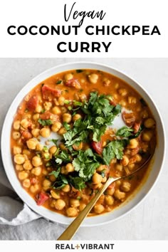 a white bowl filled with chickpeas and garnished with cilantro