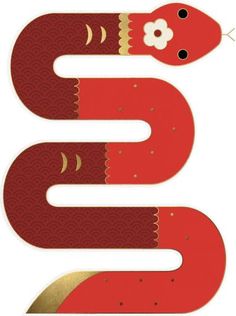 a paper cut out of a red snake