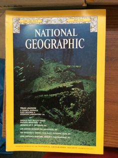 a book about national geographic is on display