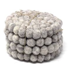 Hand Crafted Felt Ball Coasters from Nepal: 4-pack, Light Grey - Global Groove (T) - The Village Country Store Felted Coasters, Felt Ball Coasters, Independence Day Greeting Cards, Wool Coasters, Felt Coasters, Towel Decor, Absorbent Coasters, Natural Drinks, Christmas Coasters