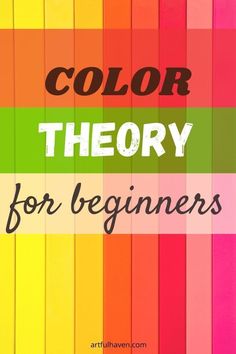 the cover of color theory for beginners, with colorful strips in front of it