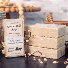 Milk 'n Honey Natural Amish Goat Milk Soap | With Oats & Honey 4 Bars Oats And Honey, Pure Honey, Natural Exfoliant, Decorative Basket, Premium Ingredients, Handmade Baskets, Goat Milk Soap, Milk Soap, Sweet Scents