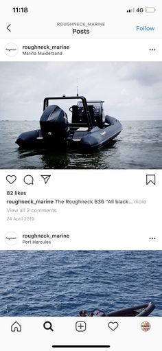 an instagram page with two boats on the water and one boat in the ocean