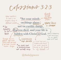 a handwritten poster with the words cofsians 3 2 - 3 on it