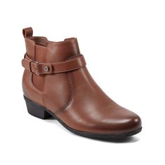 Rockport-Chole Bootie Classic enough for any cool weather look, the Chole bootie from Rockport will become a staple in your wardrobe. The decorative buckle sits over the side elastic panel for a perfect fit while the foam footbed cushions every step. Natural Tan, Perfect Fit, Buckle, How To Become