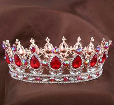 Quinceanera Jewelry, Quinceanera Themes Dresses, Quinceanera Crown, Crystal Crown Tiaras, Red Quince, Red Quinceanera Dresses, Crystal Bridal Tiaras