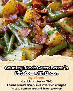 a recipe for green beans and potatoes with bacon