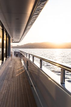 the deck of a boat that is out on the water