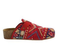 Unleash your inner boho queen and channel that farmers' market chic with the Magnolias Tapestry Clog. Elevate your groove with the integrated wedge heel and swaddle those soles in the comfort-contoured footbed - you're not just walking; you're making a statement. Synthetic Tapestry upper, Slip on for easy entry,1\ sole height, Round toe, Lightly padded footbed, Synthetic outsole | Women's Dirty Laundry Magnolias Clogs in Red Size 6 Womens Clogs And Mules, Boho Queen, Clogs And Mules, Dirty Laundry, Shoe Carnival, Clogs Shoes, Womens Clogs, Mule Clogs, Synthetic Leather