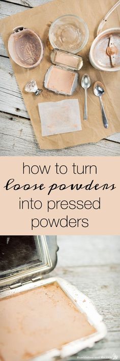 How to turn loose powders into pressed powders without using rubbing alcohol. These pressed powders are super creamy and a great way to re-use vintage makeup compacts! Alat Makeup, Powder Recipe, Diy Cosmetics