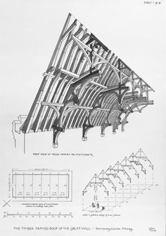 an architectural drawing of the interior and exterior of a building, with different sections to each side