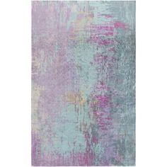 an abstract rug with pink, blue and green colors