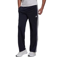 An activewear staple. Gear up and conquer your active life in these men's pants from adidas. An activewear staple. Gear up and conquer your active life in these men's pants from adidas. Moisture-wicking 3 stripes along both legs 2-pocketFIT & SIZING Regular, relaxed fit 30-in. inseam Drawstring elastic waistbandFABRIC & CARE 100% recycled polyester Machine wash Imported Color: Dark Blue. Gender: male. Age Group: adult. Material: Fleece. Relaxed Fit Activewear For Workout, Three Stripes Relaxed Fit Activewear For Workout, Relaxed Fit Sweatpants With Three Stripes For Sports, Adidas Sportswear Sweatpants For Workout, Adidas Sweatpants With Three Stripes For Workout, Adidas Moisture-wicking Sweatpants For Jogging, Adidas Logo Sweatpants For Training, Adidas Athleisure Sweatpants For Workout, Casual Adidas Sweatpants For Workout