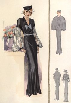 1930s Fashion Plates, 1930s Fashion Women, Vintage Fashion 1930s, 1930 Fashion, 30s Fashion, Vintage Dress Patterns, 1930s Fashion, Old Fashion, 1920s Fashion