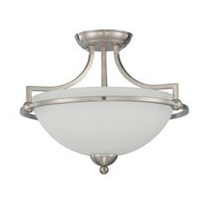 a semi flush ceiling light with an etched glass shade