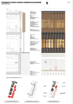 an architectural diagram shows the various sections of a building with different levels and heights, including two