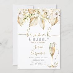 the brunch and bubbly wedding card is shown