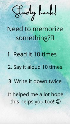 Study hack!! Need to memorize something? this will work! How To Learn Answers Quickly, How To Memorize Something Fast, Impressive Things To Learn, How To Study Long Answers, How To Learn Big Answers Fast, How To Write Answers In Exam, How To Learn Long Answers, How To Memorize Faster For Exams Tips, How To Memorize Quickly