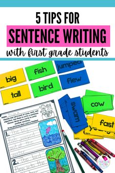 noun, verb, adjective cards to use for sentence building Ways To Start A Sentence, Fun Sentence Writing Activities, 1st Grade Sentence Writing, Sentence Writing First Grade, Teaching Sentence Writing First Grade, How To Write A Sentence First Grade