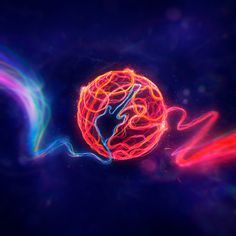 an image of a colorful object in the middle of it's life cycle with neon lights