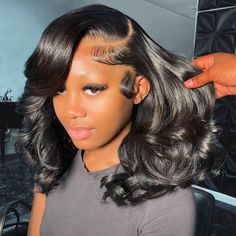 Side Part Bob Wig Body Wave Customized 13x4 Lace Front Wig Side Part Bob Wig, Side Part Bob, 13x4 Lace Front Wig, Curly Bob Wigs, Quick Weave Hairstyles, Bob Lace Front Wigs, Short Curly Wigs, Frontal Hairstyles, Pretty Braided Hairstyles